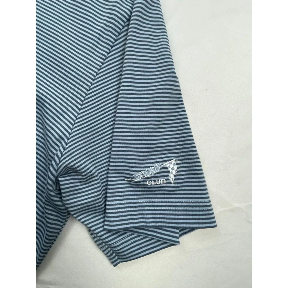 TRAVIS MATHEW POLO SHIRT MENS XL BLUE GREY STRIPED GOLF POLO SHORT SLEEVE CLUB